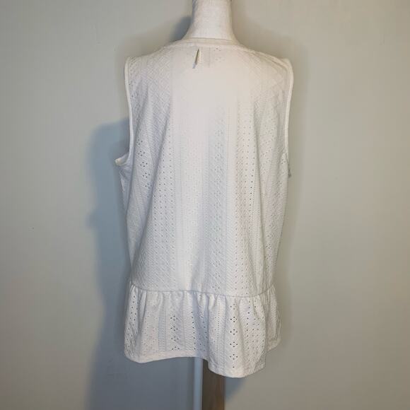 Michael Kors white eyelet sleeveless peplum top size XL - Picture 4 of 12